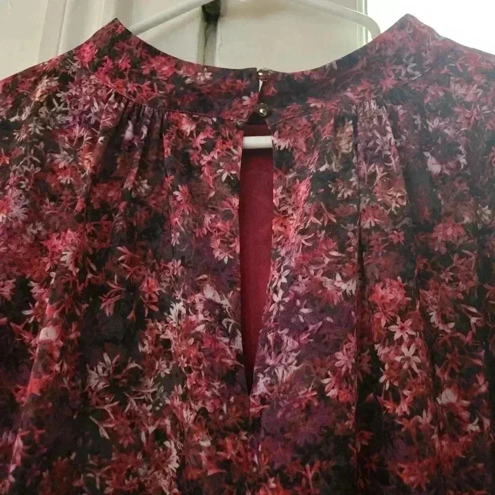 Mark + James Badgley Mischka Long Sleeve Trapeze Dress - Pink Multi Size 14 - Picture 8 of 12